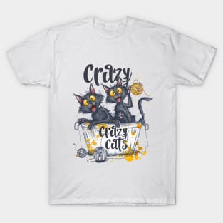 Cats playing with balls of yarn Funny T-shirt 2-01 T-Shirt